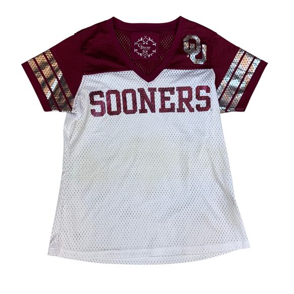 G3 for her NCAA OU Oklahoma Sooners SEC Women’s Mesh Jersey Shirt Sz Medium EUC - Picture 1 of 9